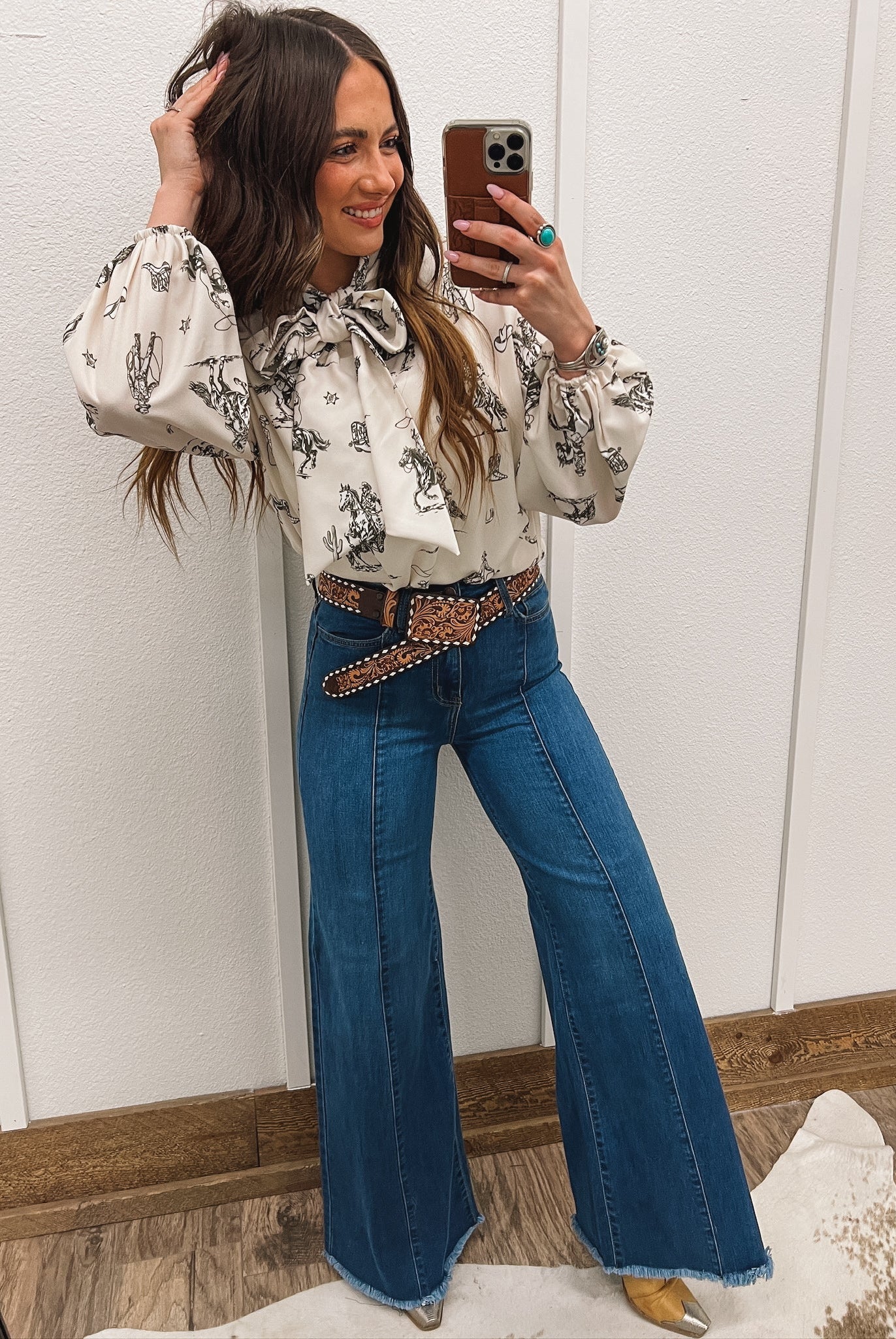 Western Sheriff Cowboy Front Tie Blouse Top