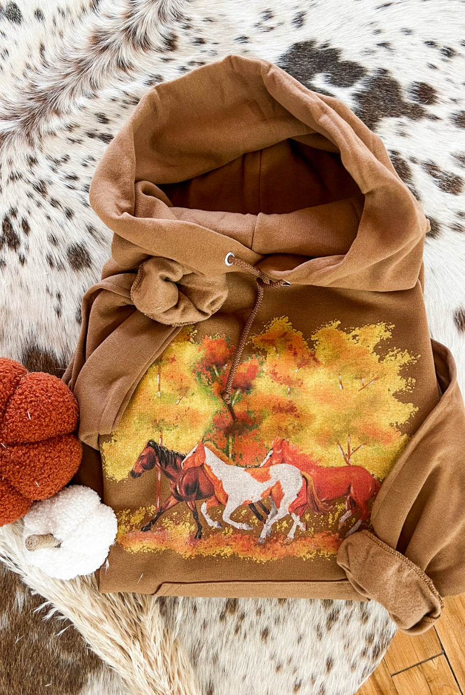 Fall Horses Hoodie (cognac)(Fringed Exclusive)