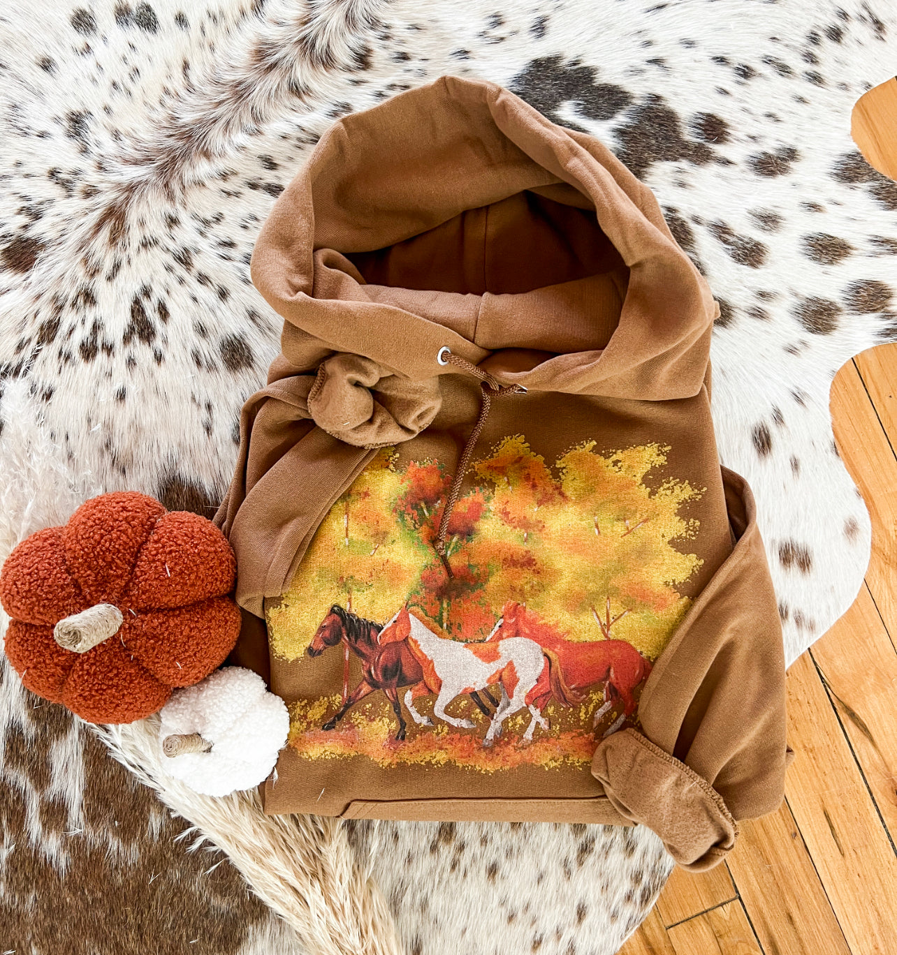 Fall Horses Hoodie (cognac)(Fringed Exclusive)