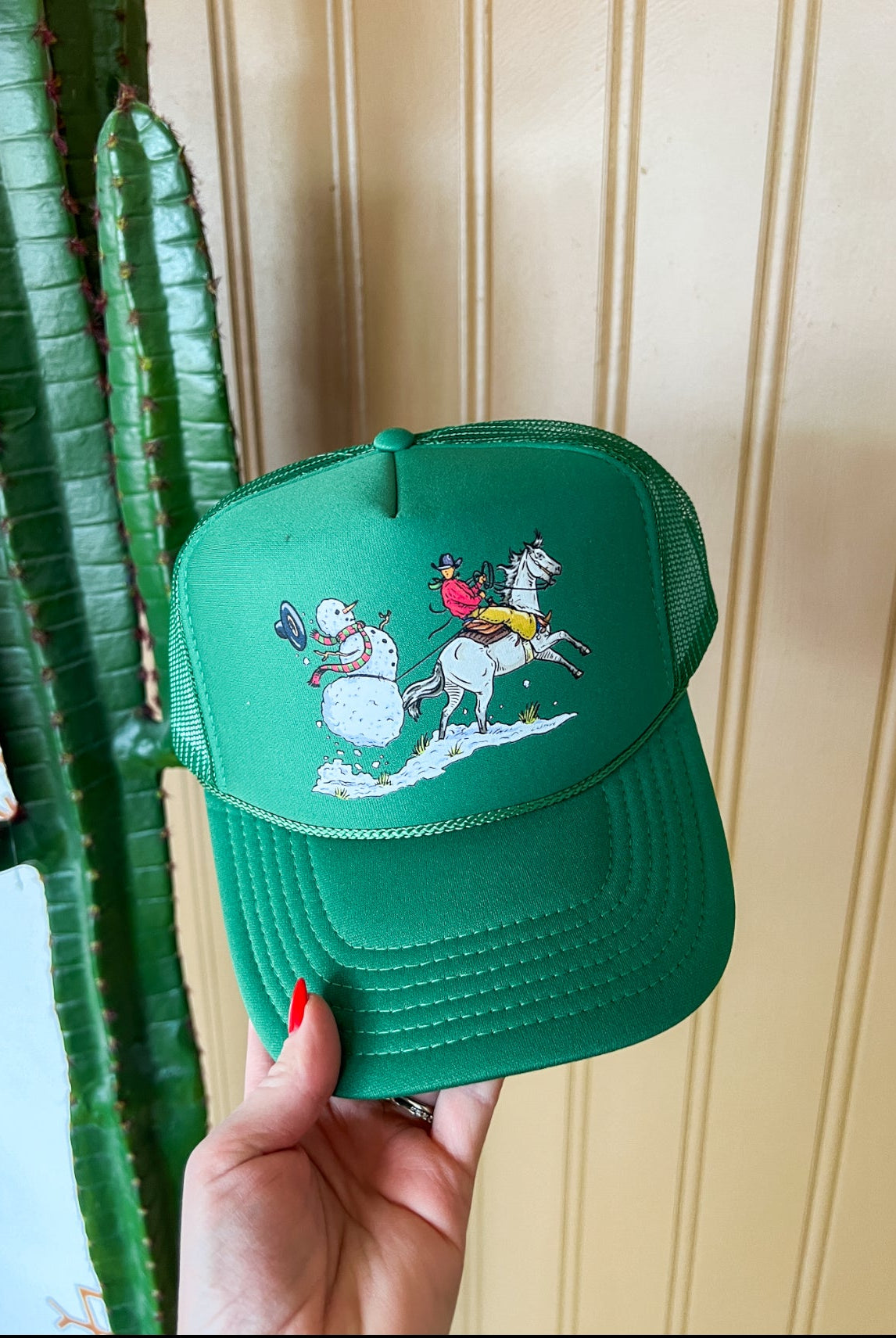 Frosty Fun Christmas Trucker Hat (Adult) Frosty - green