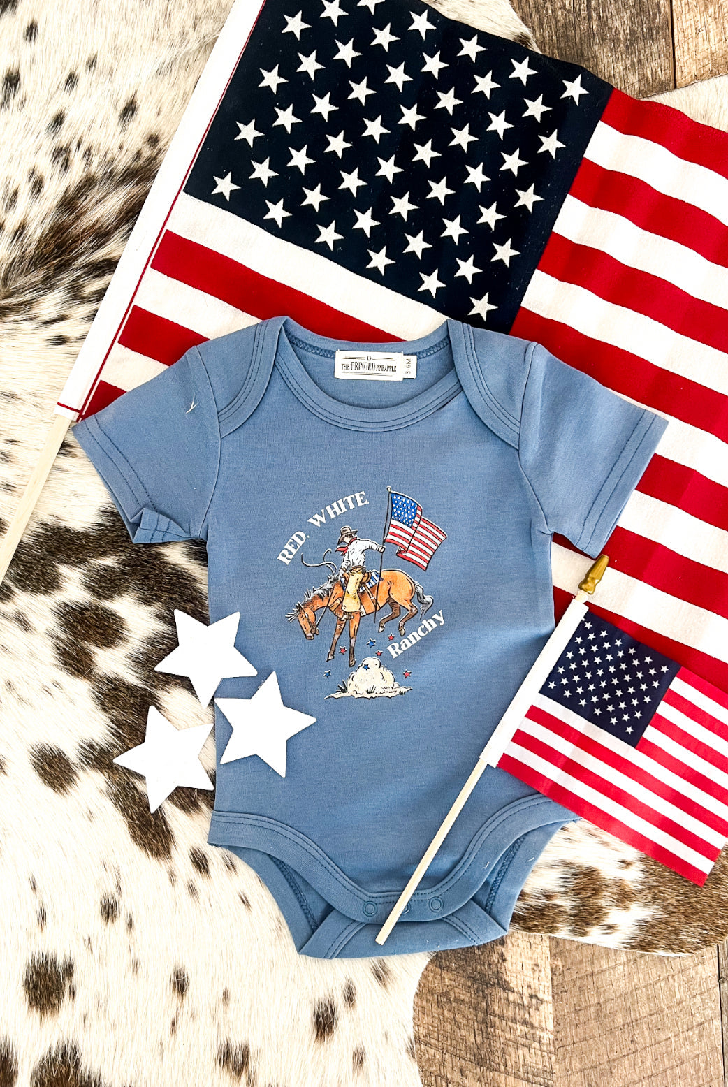 Western 4th Of July-Red White Ranch Cowboy(Infant/Toddler/Youth)(Blue)