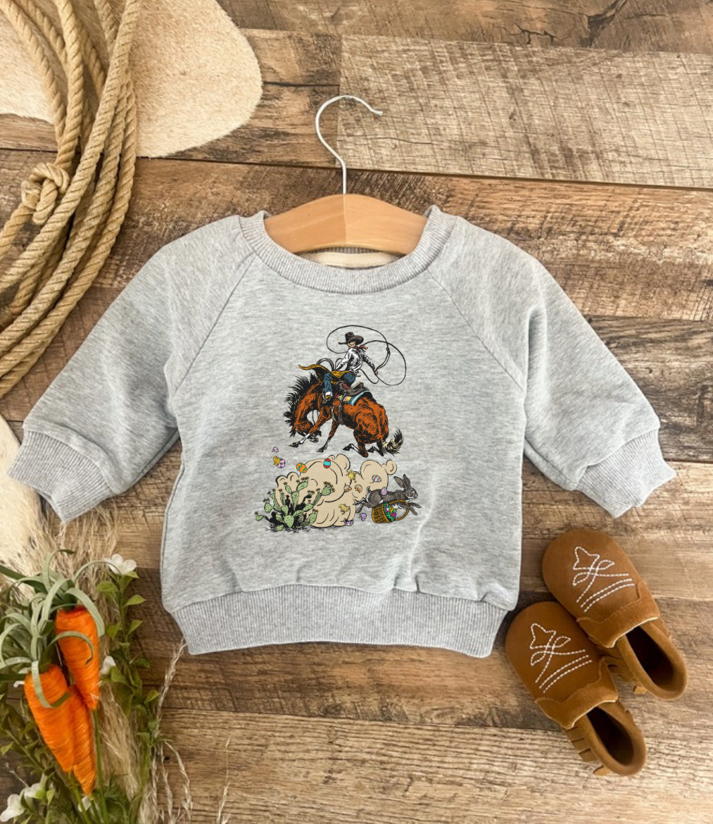 Rascally Rabbit Easter Sweatshirt(Infant/Toddler/Youth)(Grey) - No Words
