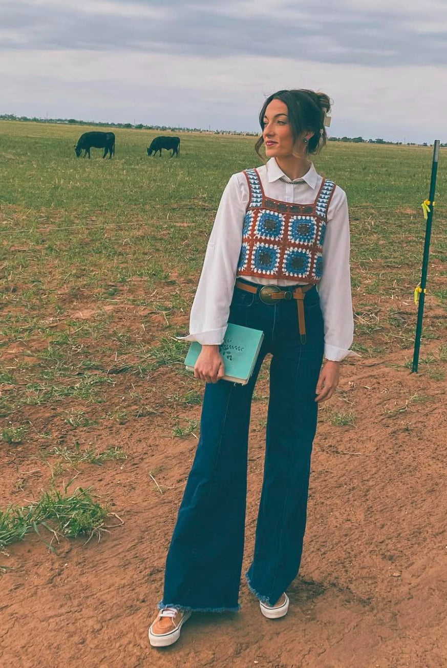Cowboy Man High Waisted Front Seam Denim(Dark)