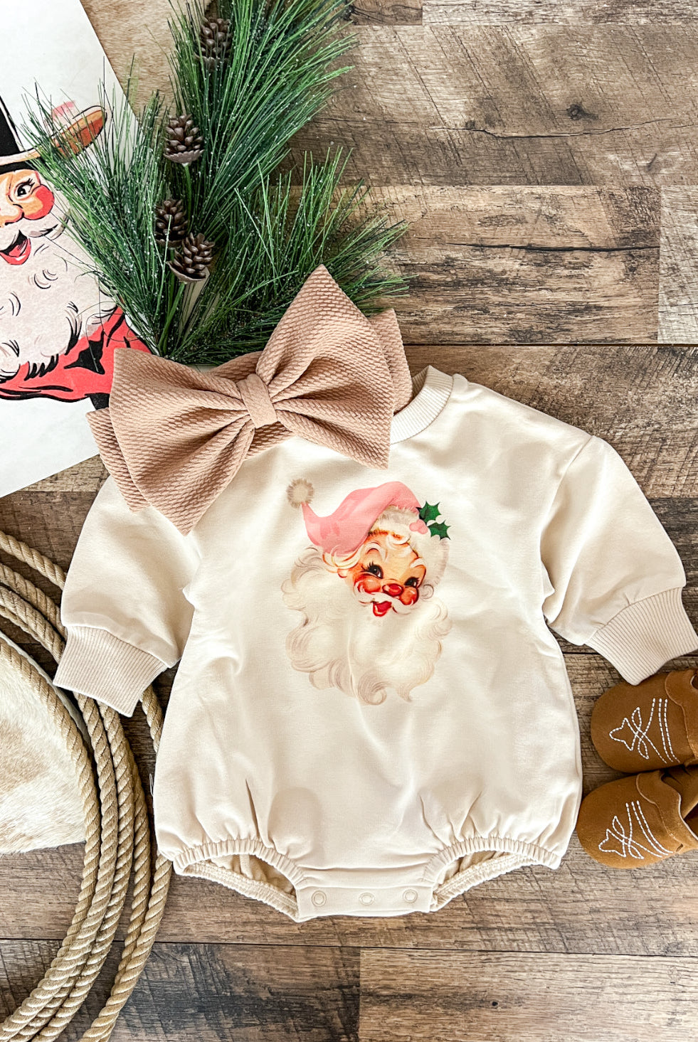Cheerful Santa Bubble Romper (Cream)