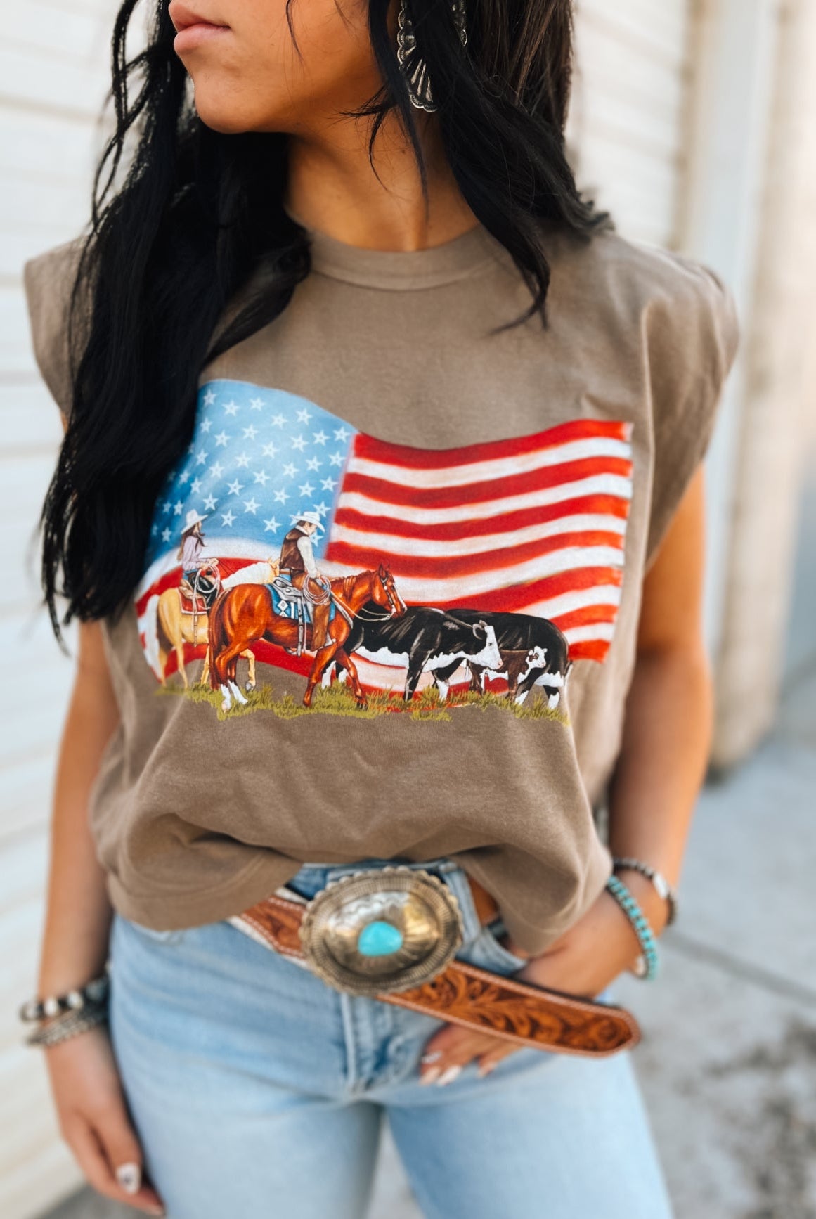 Stars Stripes & Saddle Rides Muscle Tank