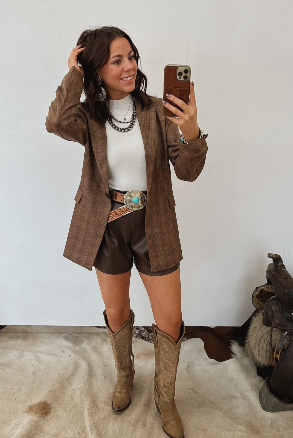 Chic Cowgirl Plaid Blazer