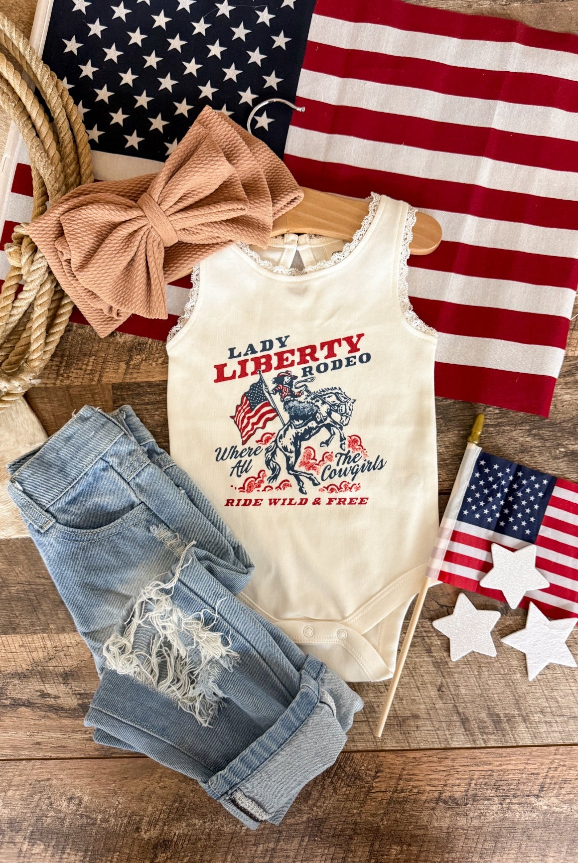 Lady Liberty Lace Tank Onesie