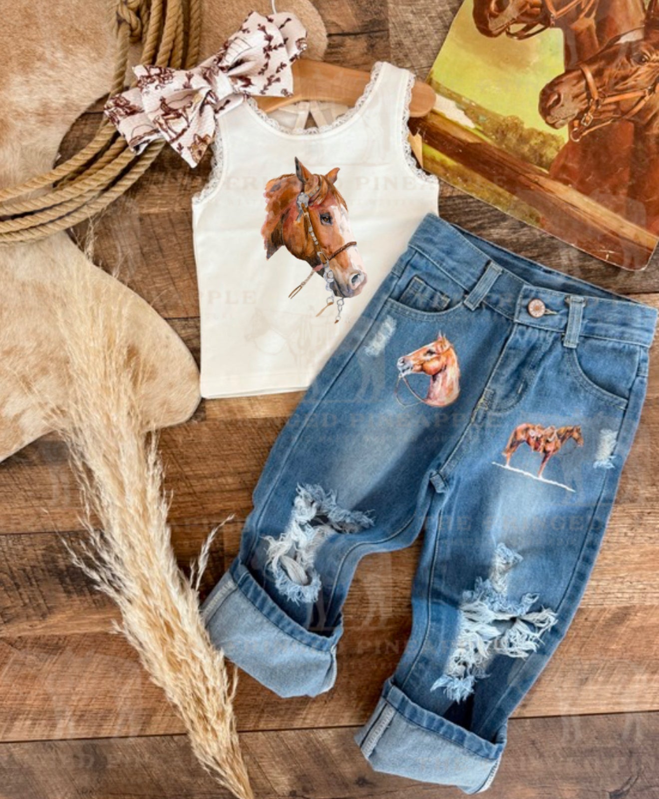 The Horses Denim Distressed Jeans(Kid)