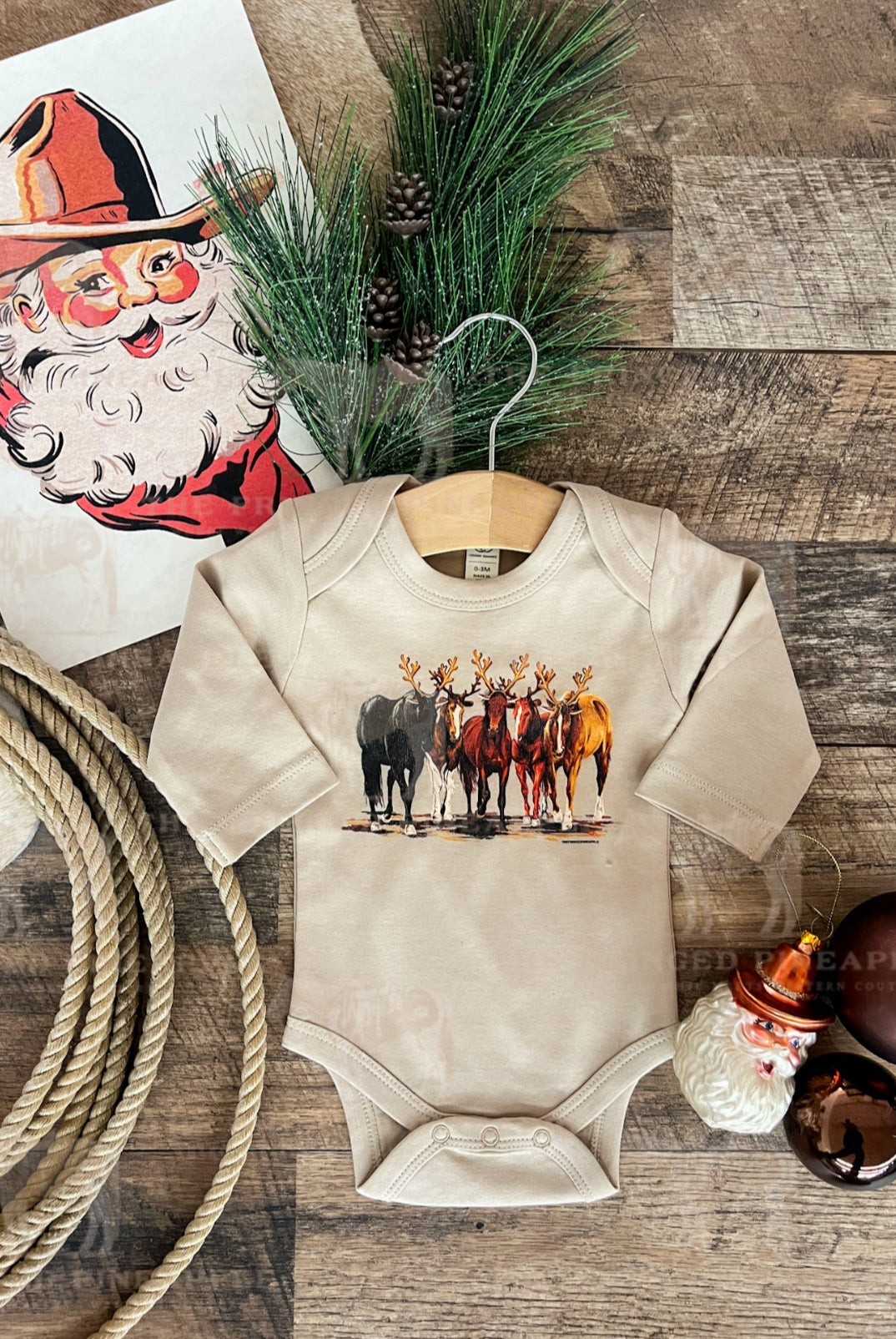Reindeer Horses Christmas Design (l/s Onesie/Youth Tee)(Clay)