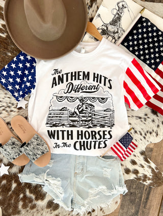 Western 4th Of July-Anthem Hits Different Flag Sleeve Tee