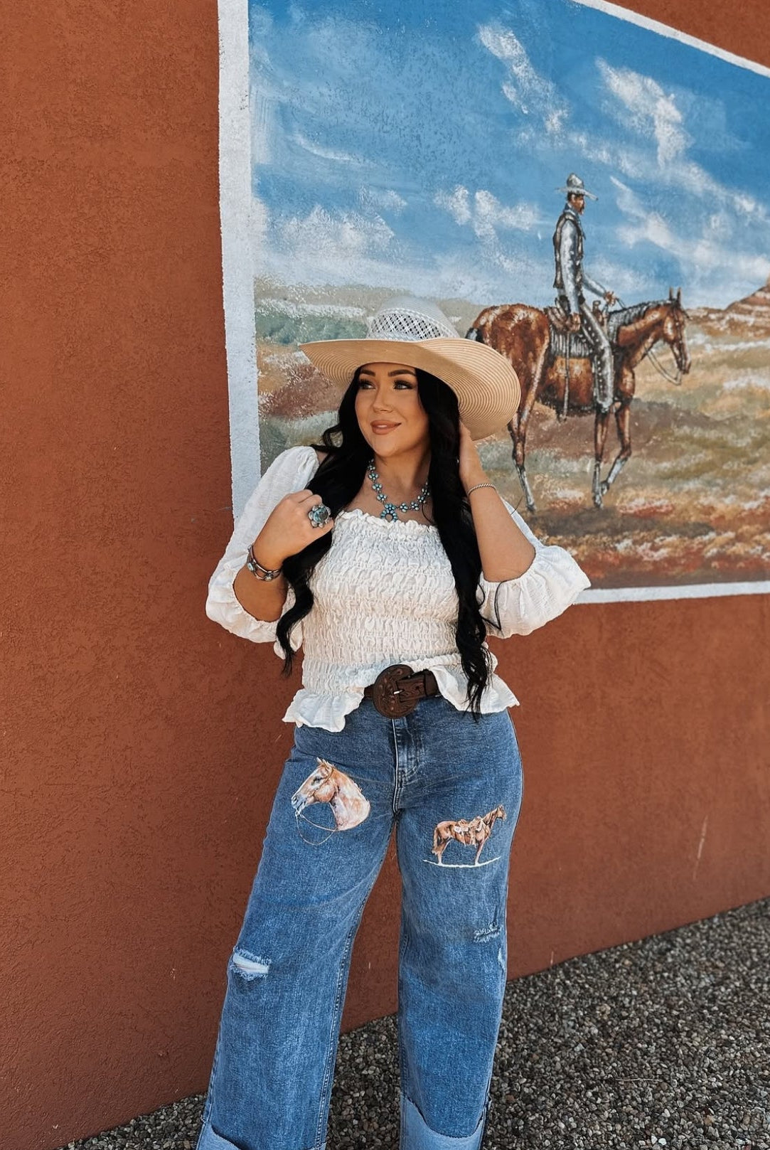 Horse Denim Denin Days Cuff High Rise Wide Leg(P2069)