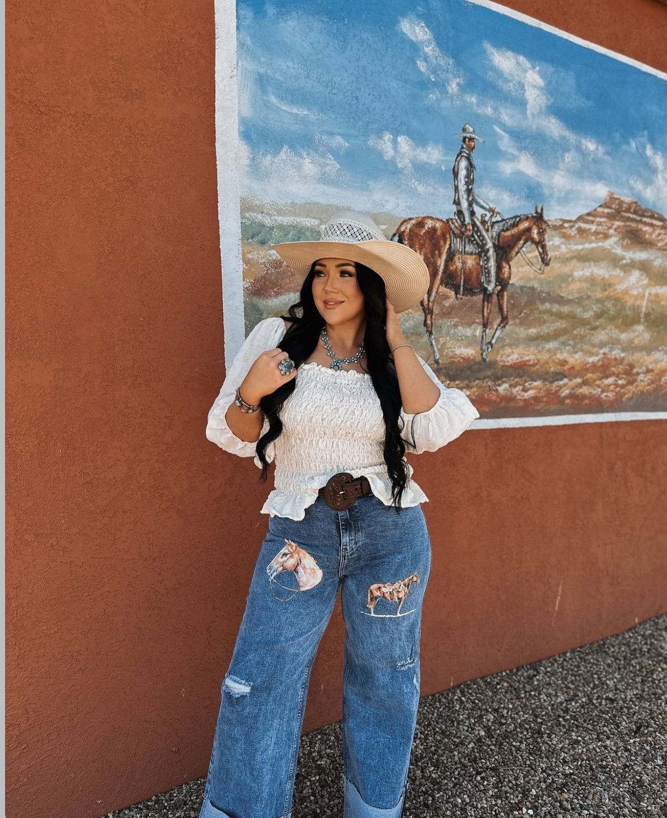 Horse Denim Denin Days Cuff High Rise Wide Leg(P2069)