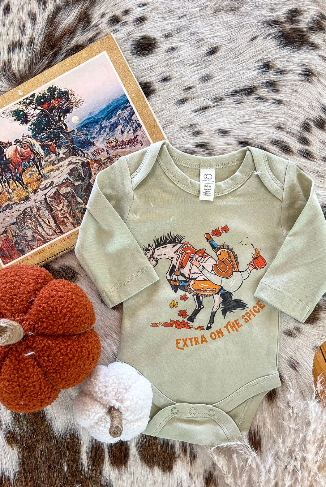 Extra On the Spice Longsleeve Onesie(little kid)(green)
