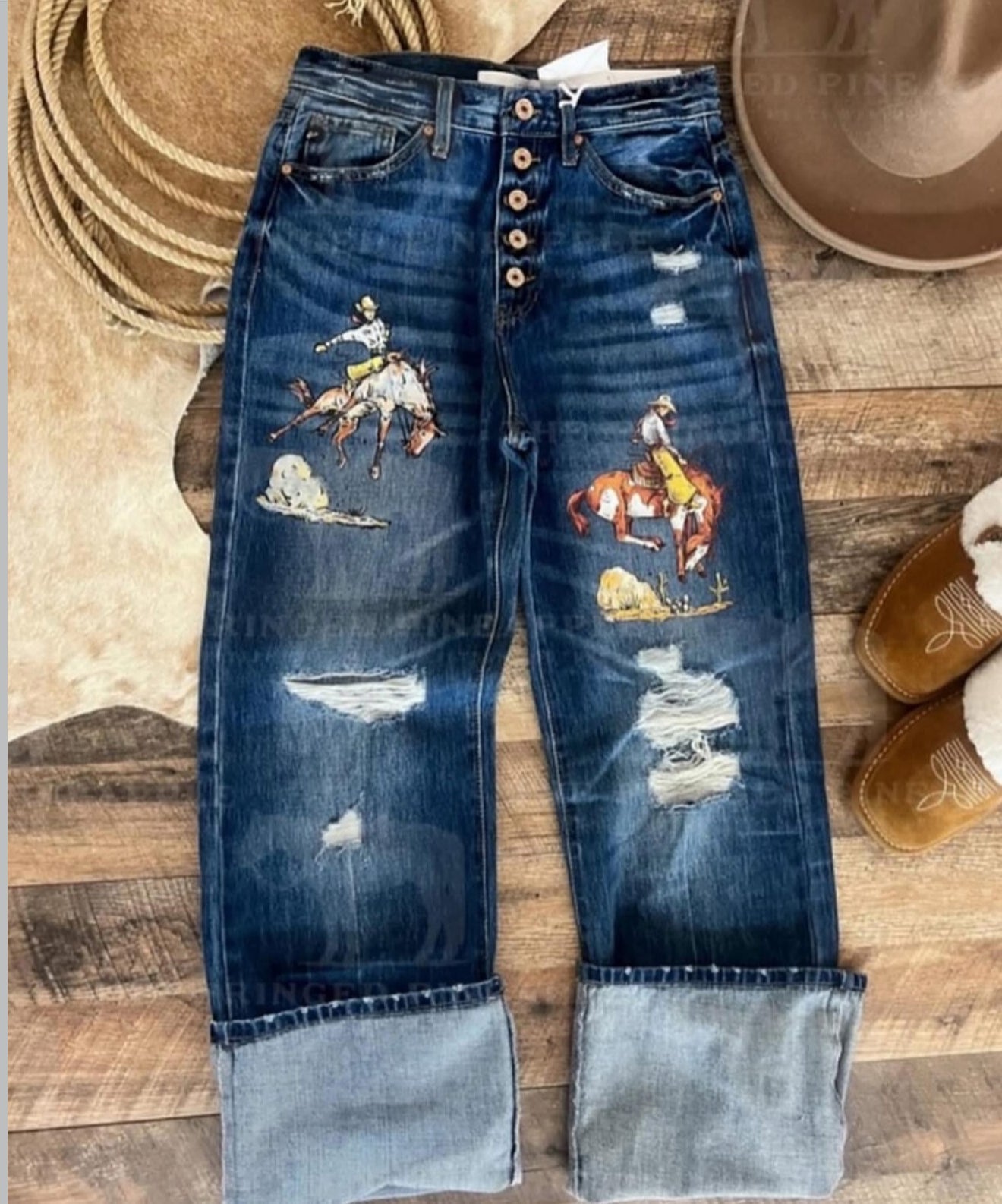“The Cowboys” Denim Darlin Ultra High Rise 90’s Flare(MV5)(Final Sale)