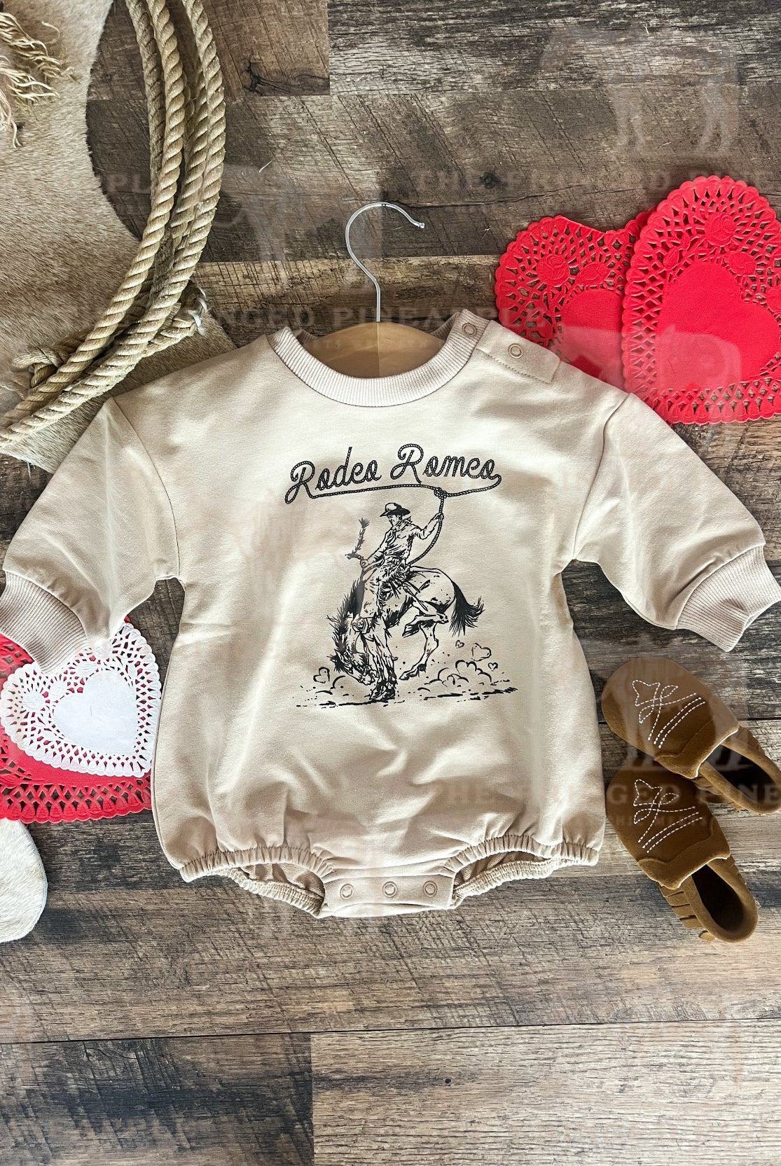 Rodeo Valentines Bubble Romper(Infant) (Clay)