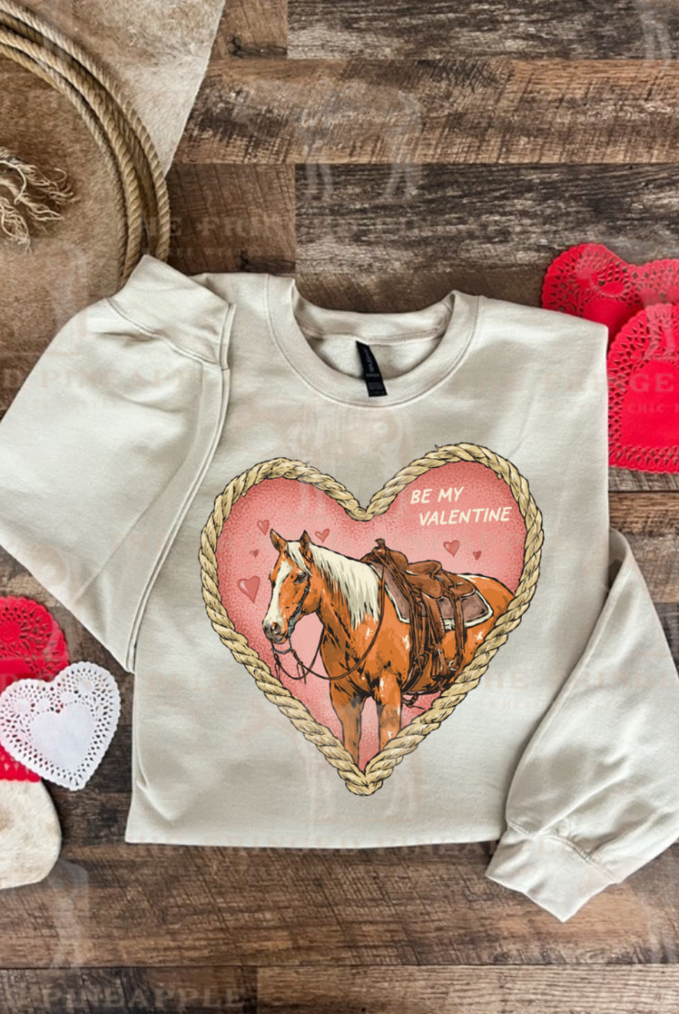 Heart Horse Valentines Tee or Sweatshirt (Adult) (Cream)