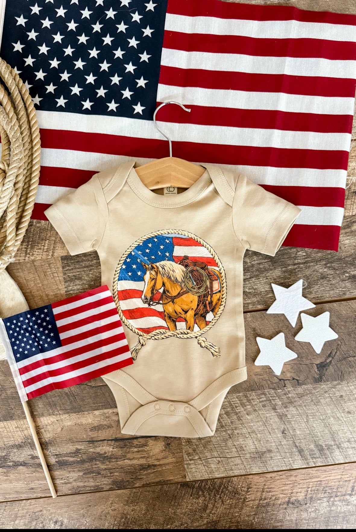 Stars Stripes & Rope Horse- Infant(onesie)Toddler/Youth (tee)