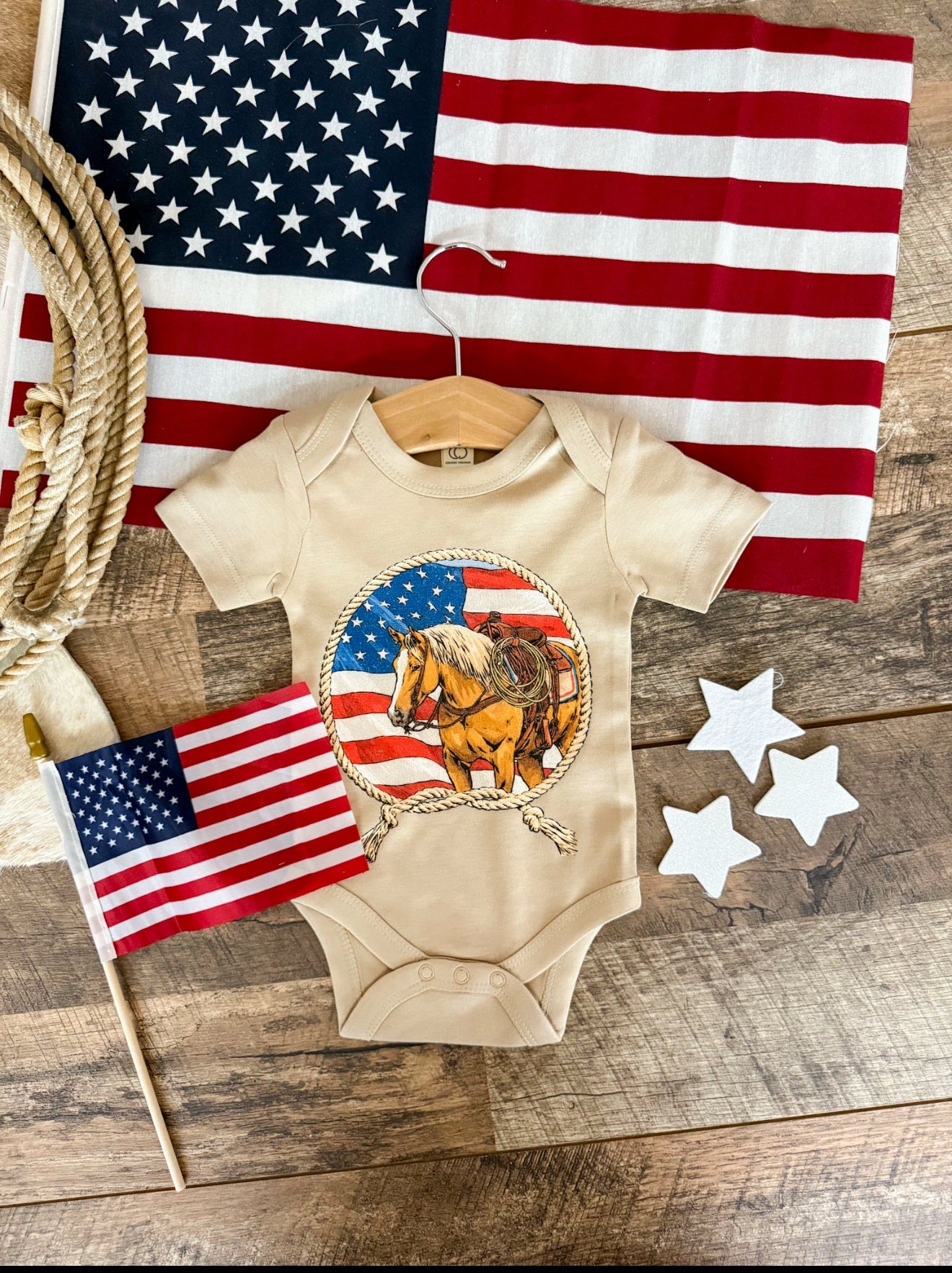 Stars Stripes & Rope Horse- Infant(onesie)Toddler/Youth (tee)