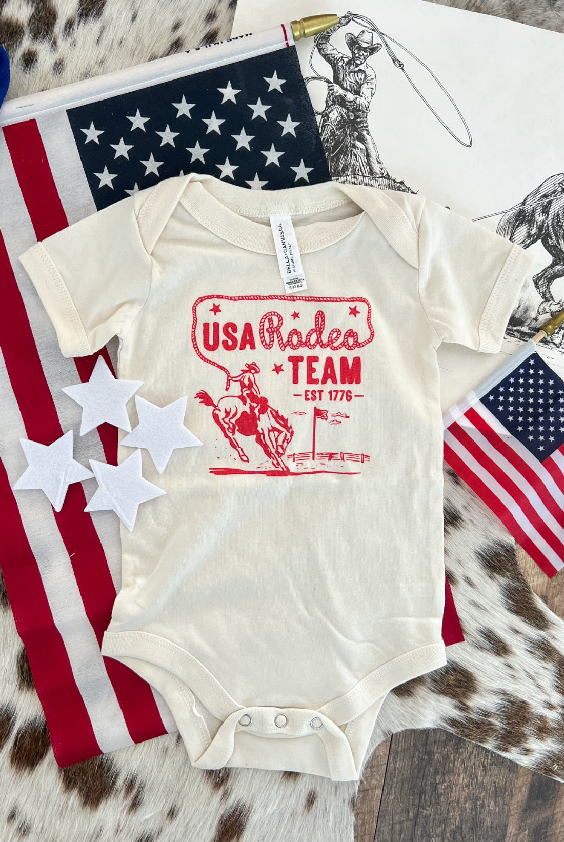 Western 4th Of July-USA Rodeo Team Red(Infant/Toddler/Youth)(Natural)