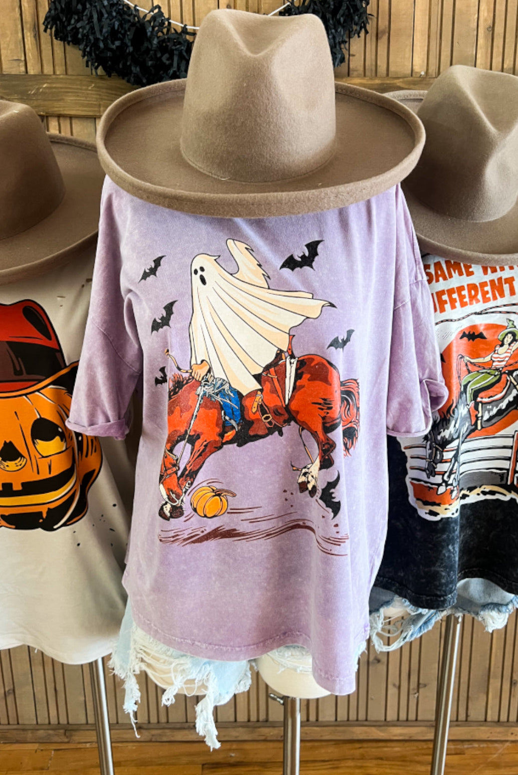 Cowboo Bronc Western Halloween Tee (purple stone)