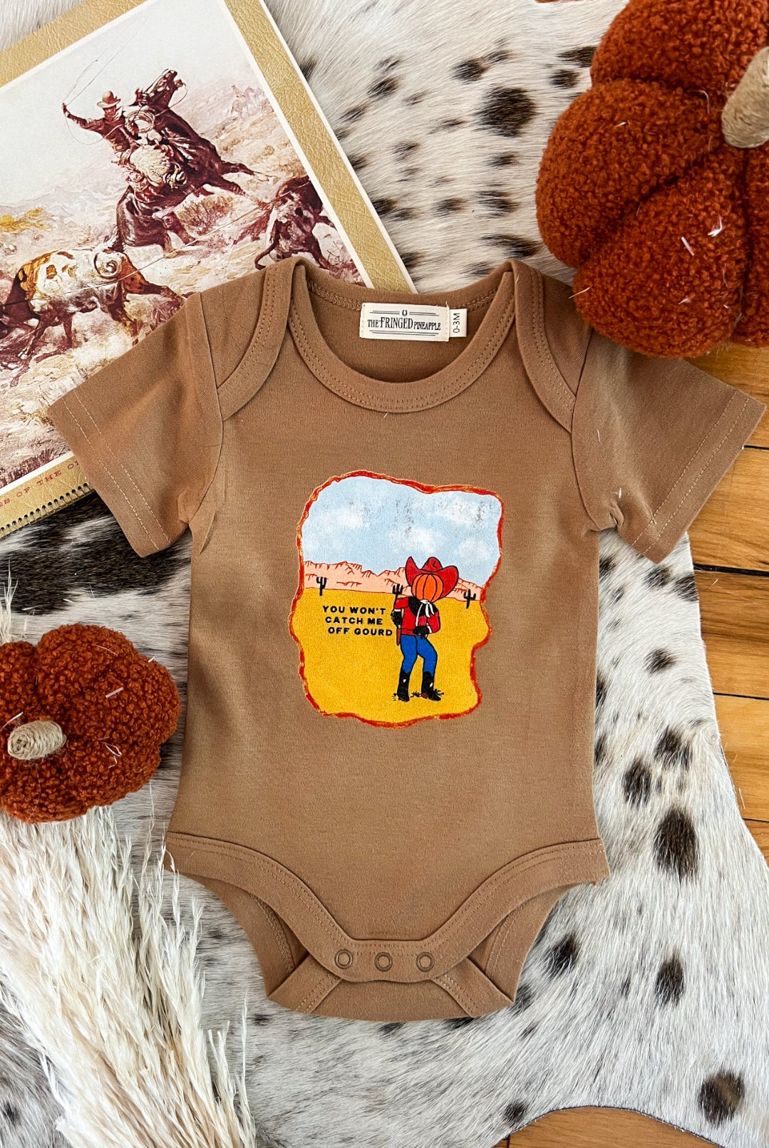 Caught off Gourd Halloween Design Onesie/Tee (little kid)(cognac/coyote)