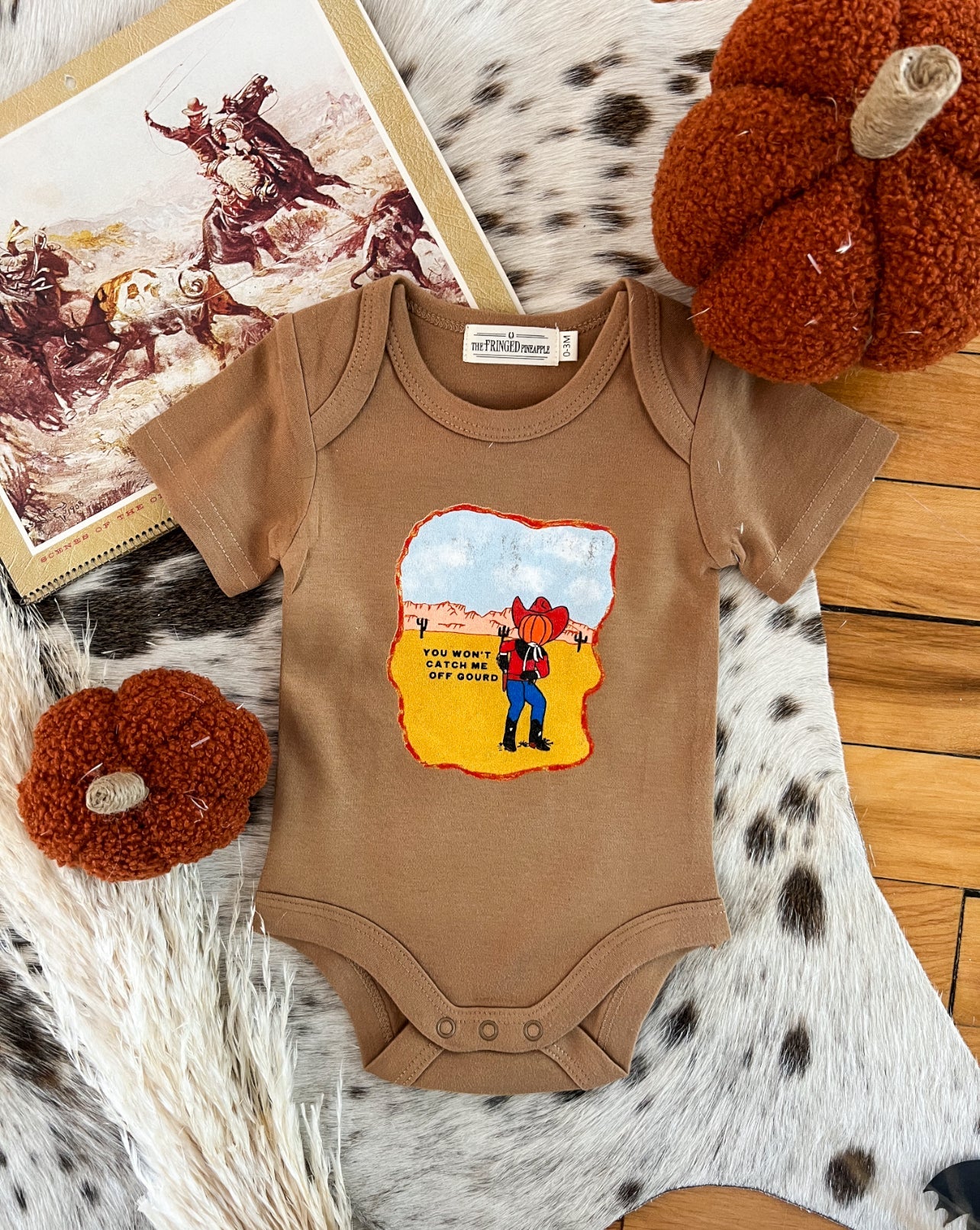 Caught off Gourd Halloween Design Onesie/Tee (little kid)(cognac/coyote)