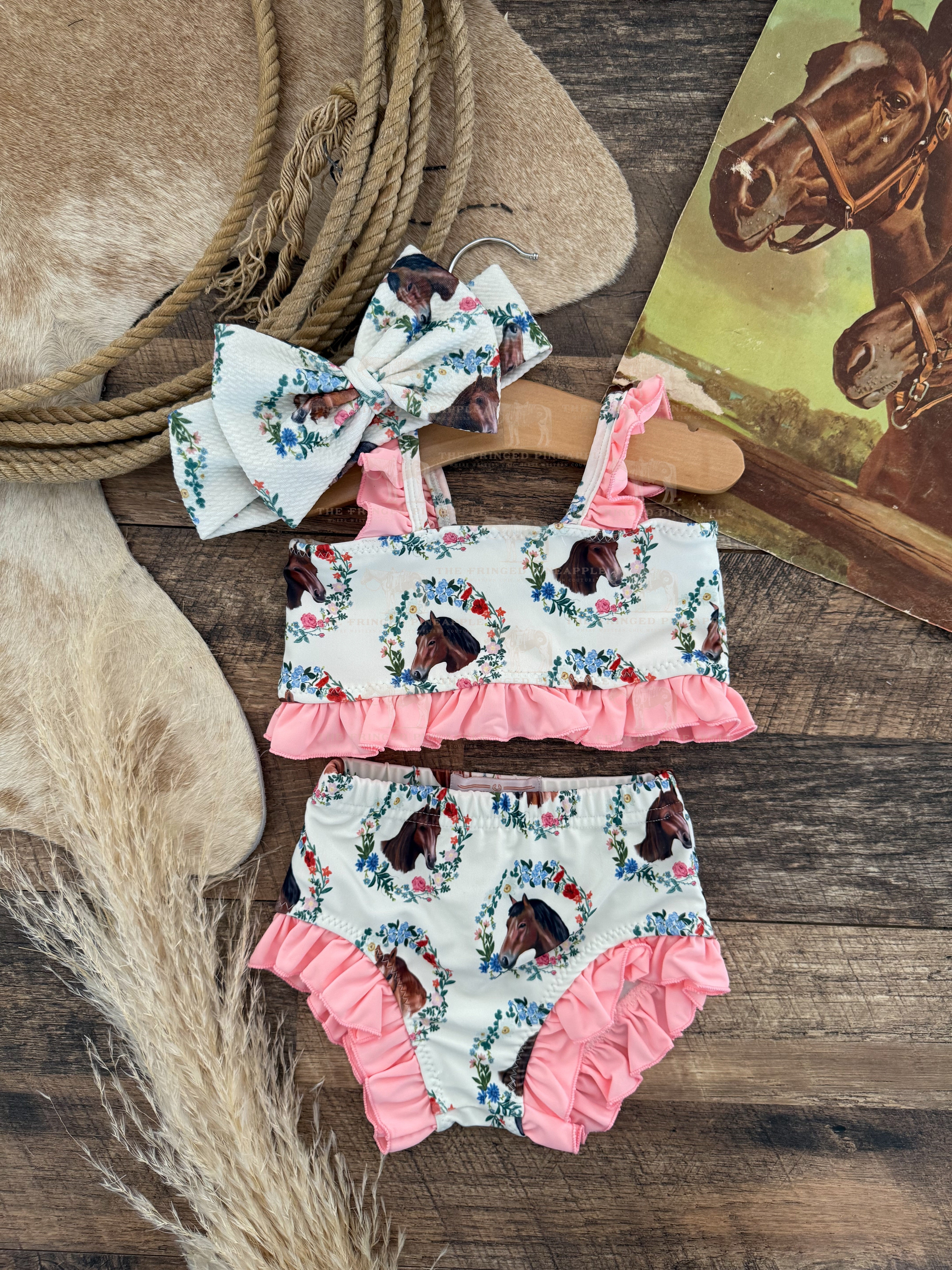 Bloomin’ Pony Two Piece Ruffle Swimsuit (Minis)