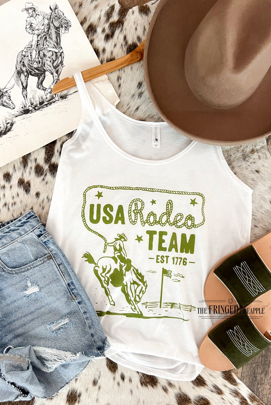 USA RODEO TEAM Tank (Adult)(White)