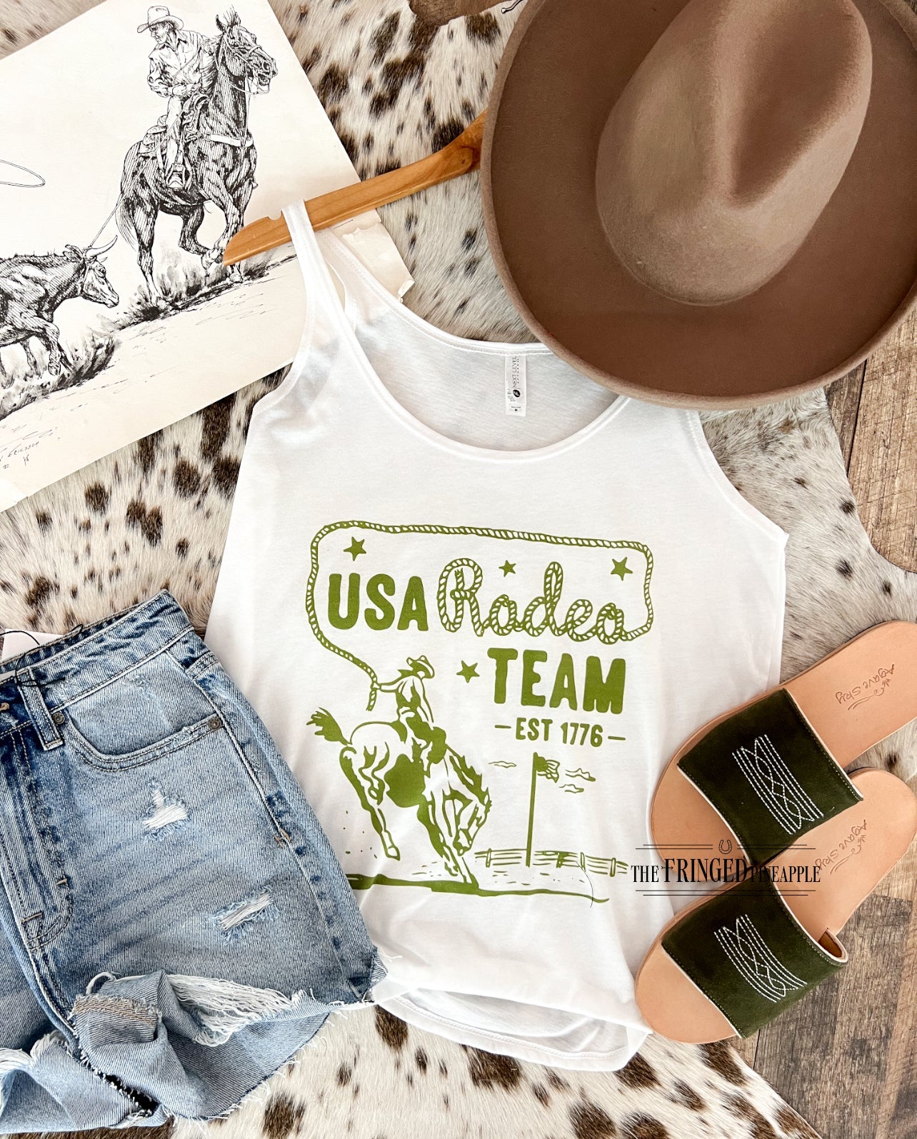 USA RODEO TEAM Tank (Adult)(White)