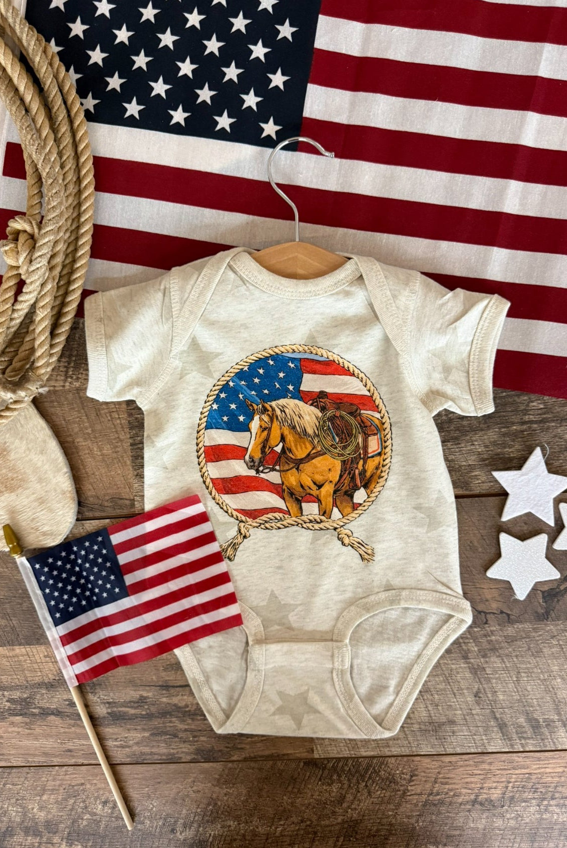 Stars Stripes & Rope Horse- Infant (onesie)/Toddler (tee)