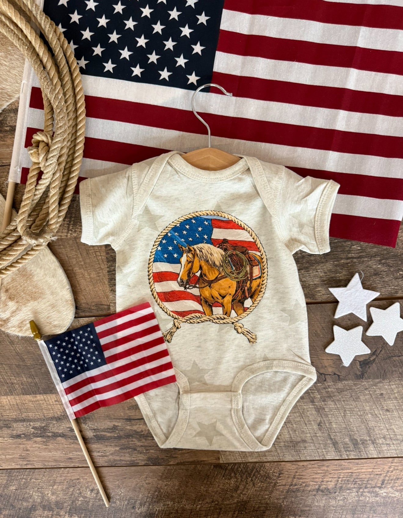 Stars Stripes & Rope Horse- Infant (onesie)/Toddler (tee)