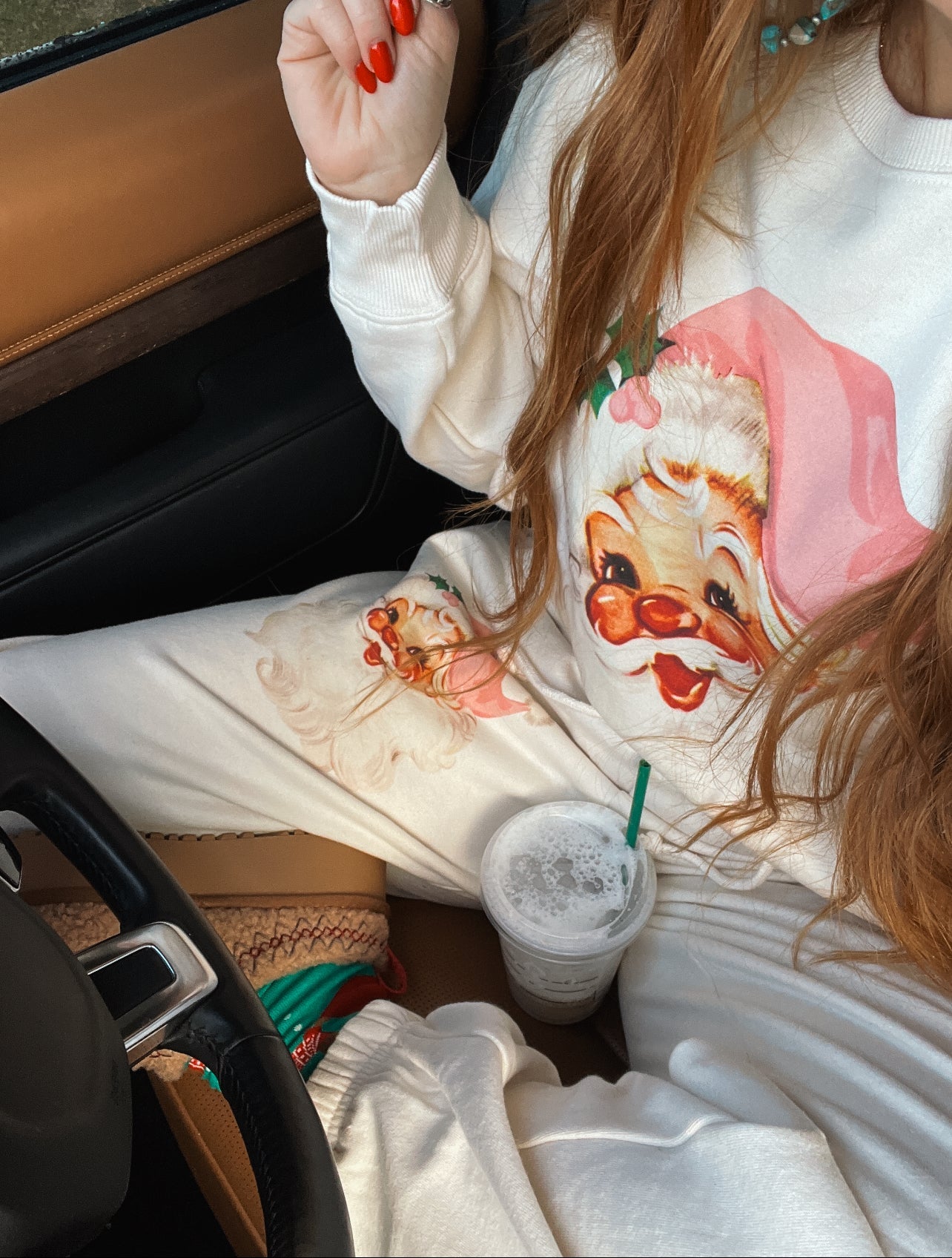 Cheerful Pink Christmas Santa Set(cream)