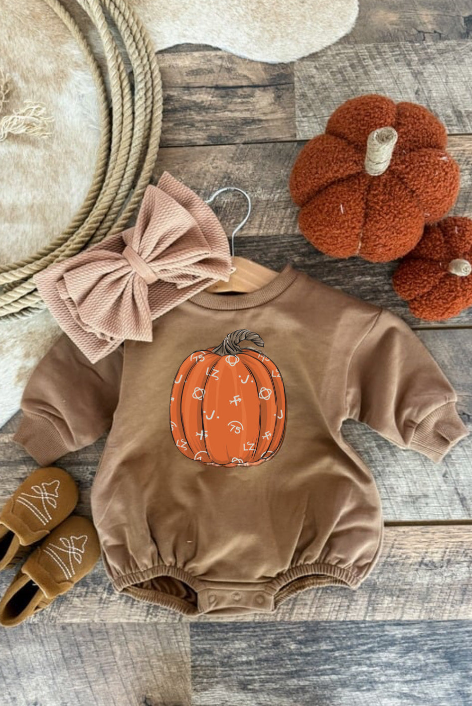 Branded Pumpkin Bubble Romper(brown)