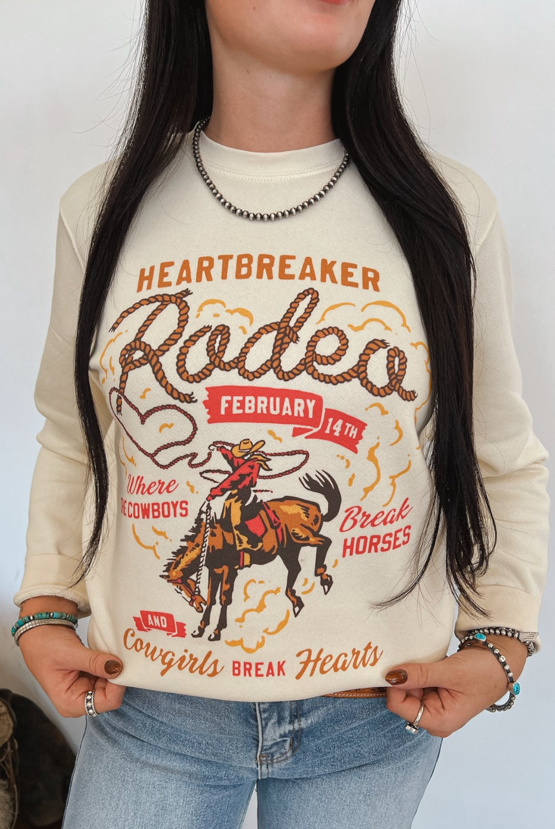 Heartbreaker Rodeo (red) Sweatshirt or Tee (Cream)