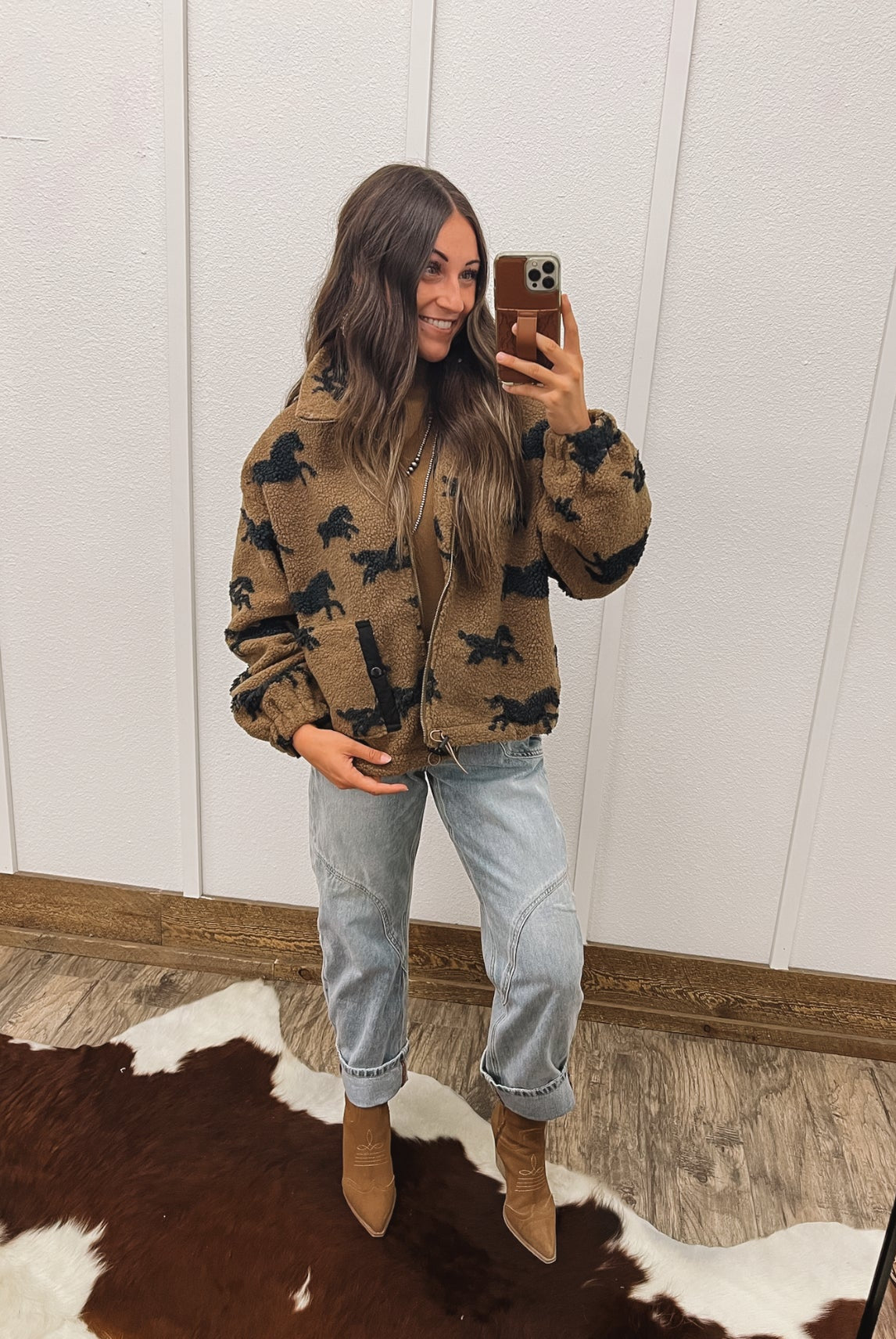 Wild Horse Sherpa Zip Up Jacket Tops - Outwear