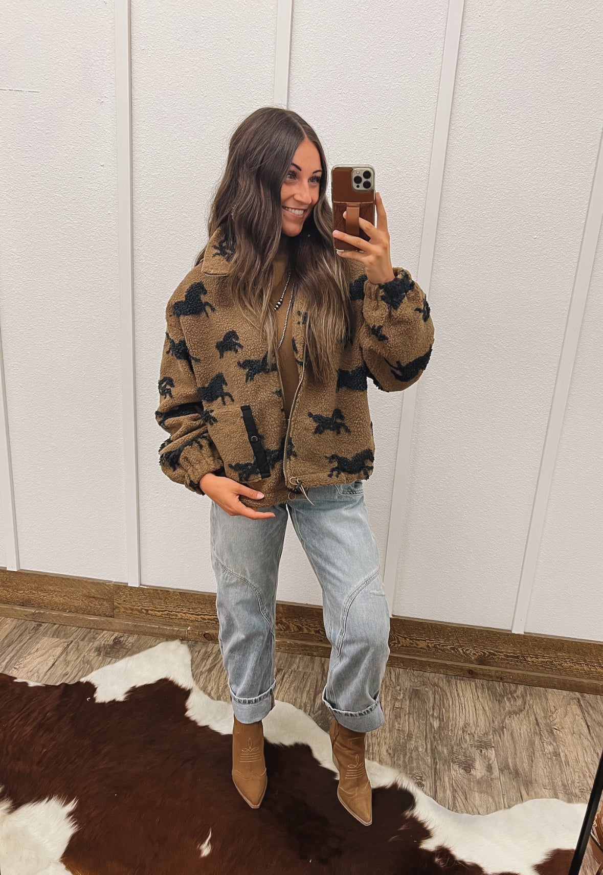 Wild Horse Sherpa Zip Up Jacket Tops - Outwear
