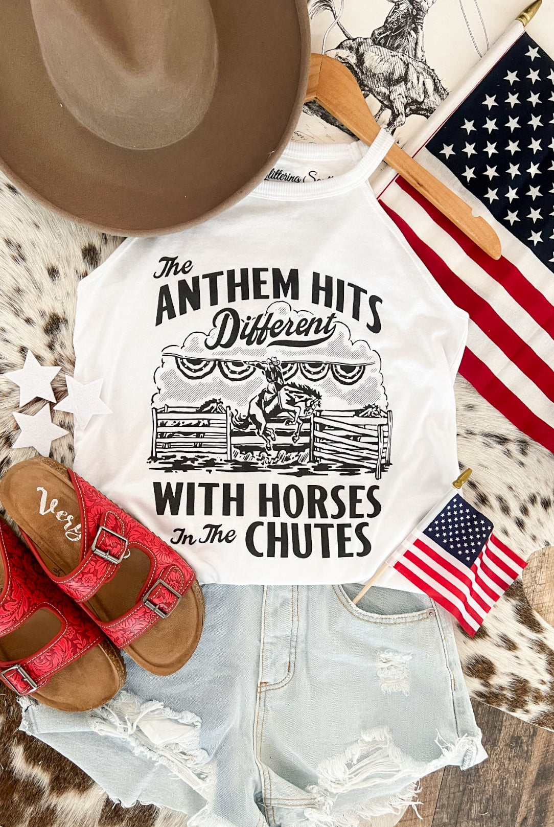 Western 4th Of July-Anthem Hits Different Tank B/W(white)