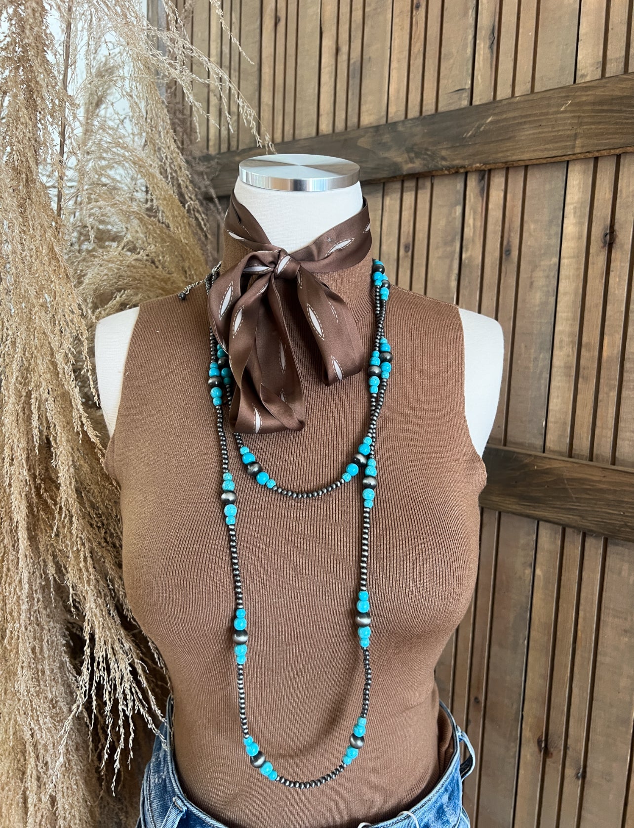 Turquoise Showstopper Beaded Necklace(2 Strand)