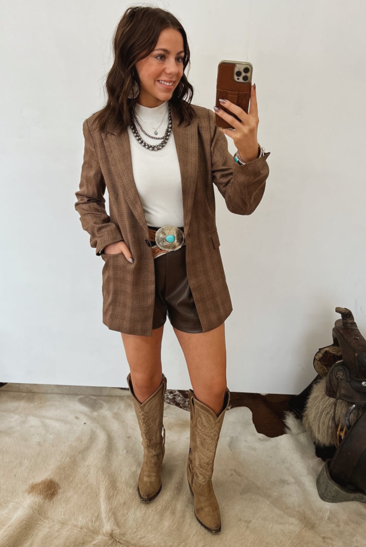 Chic Cowgirl Plaid Blazer