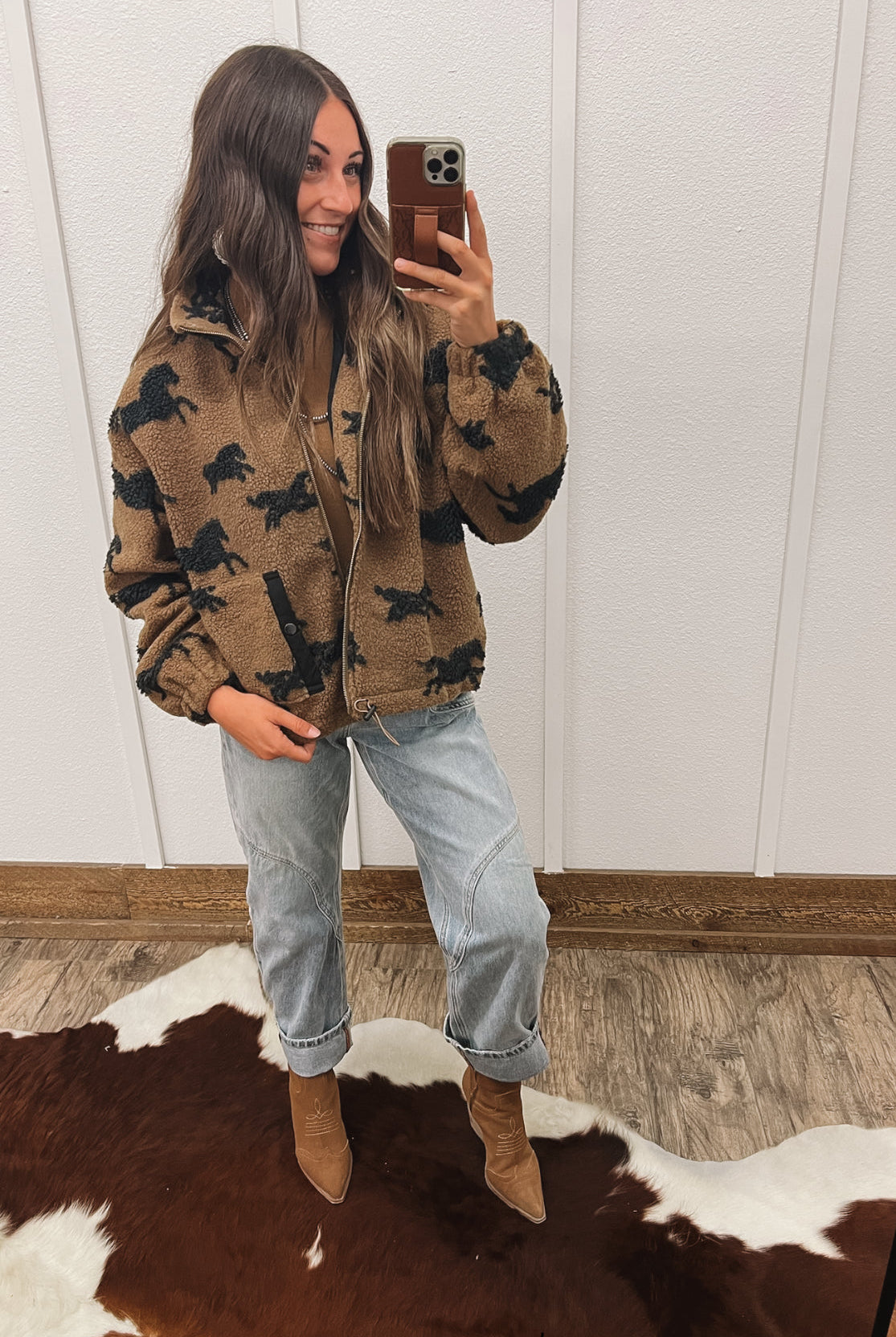 Wild Horse Sherpa Zip Up Jacket Tops - Outwear