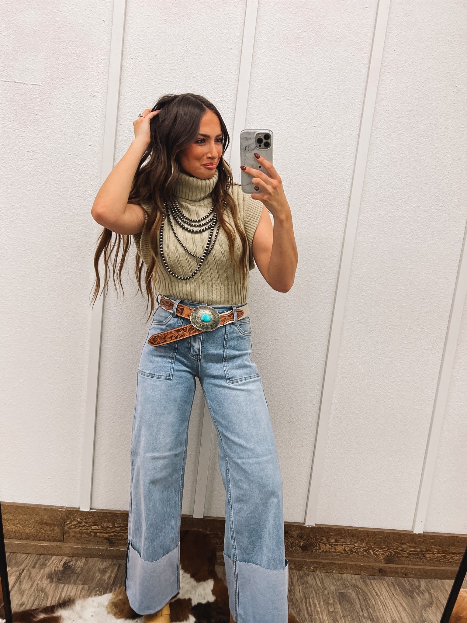 Country Cuffed Wide Leg Denim(2148)