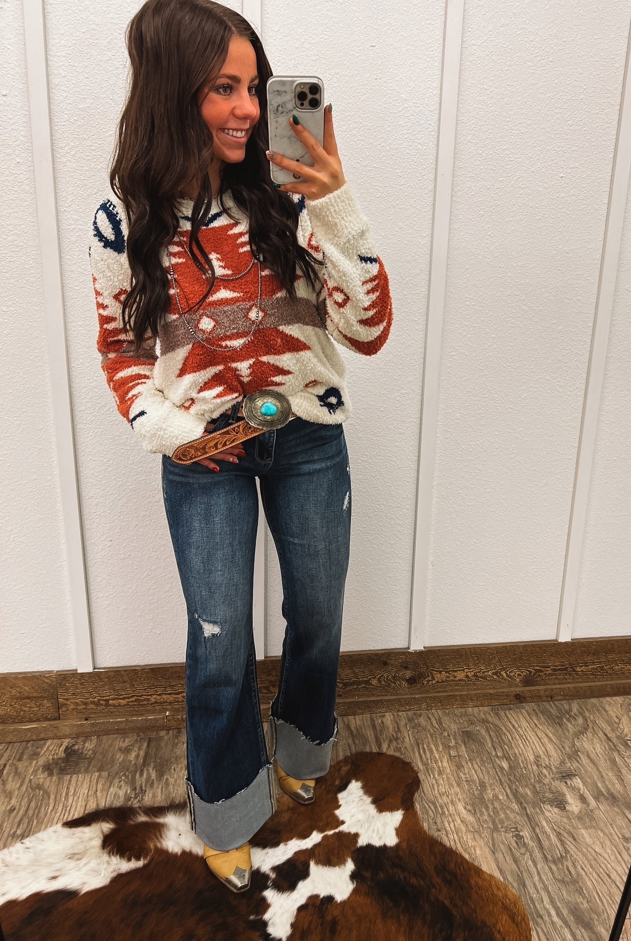 (Restocking)Comfort Cowboy Cuffed Flare Denim (P1313F)