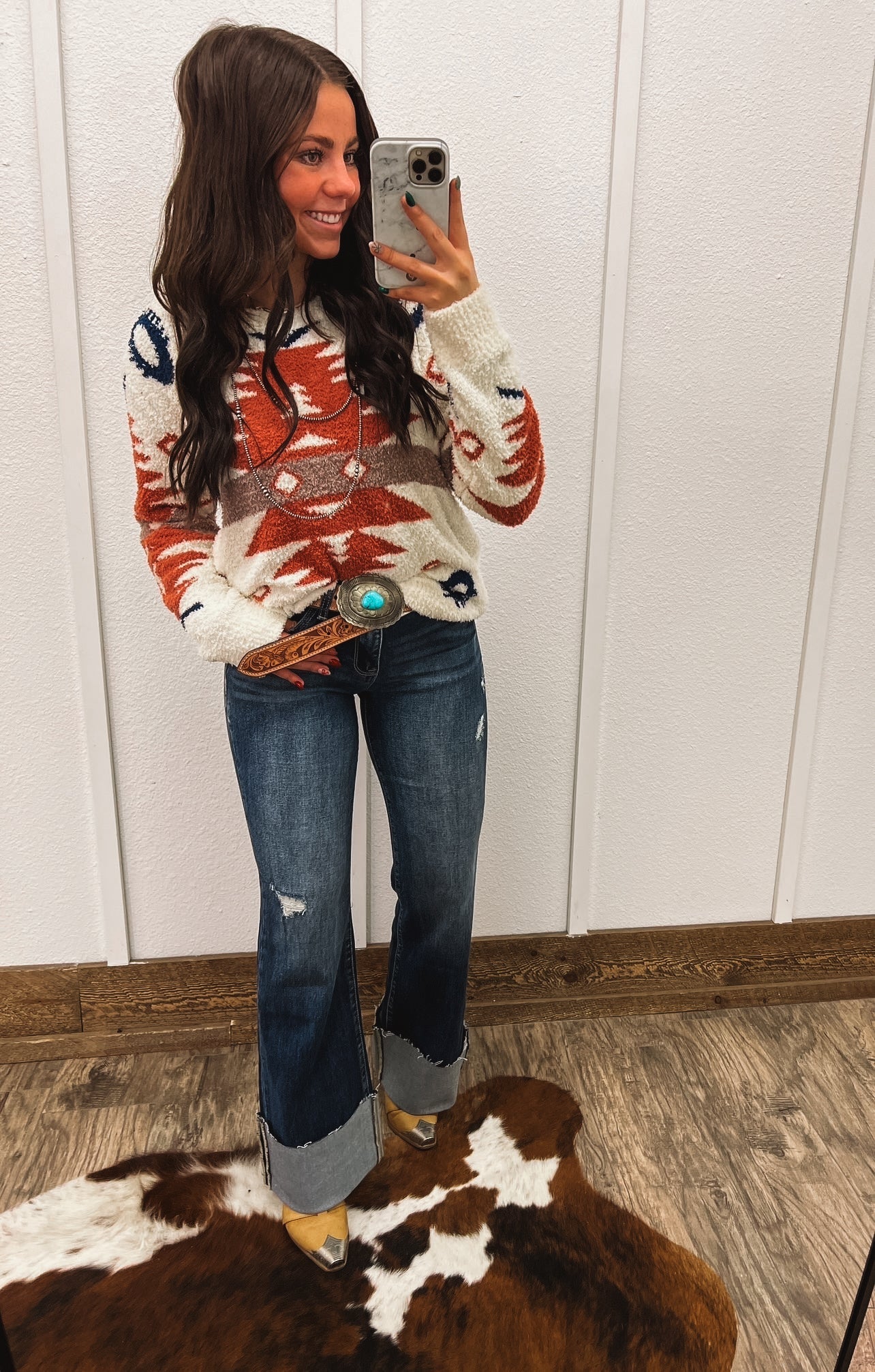 (Restocking)Comfort Cowboy Cuffed Flare Denim (P1313F)