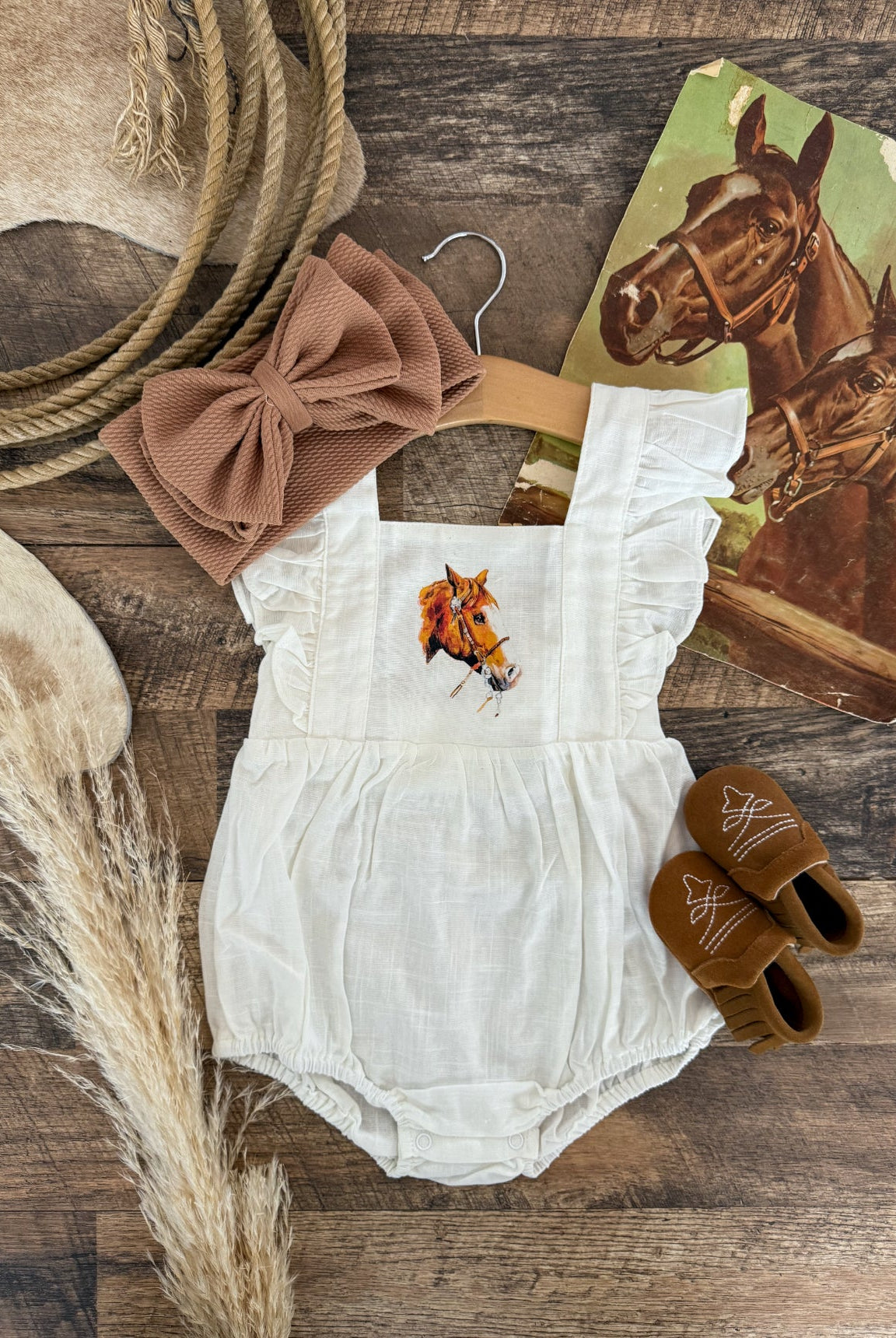 Blazin’ Days Horse White Romper