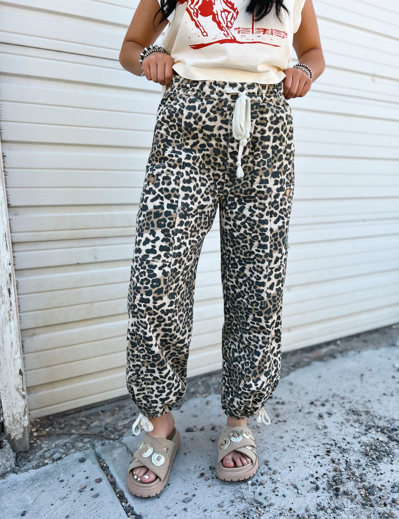 Leopard Babe Drawstring Denim (1639)