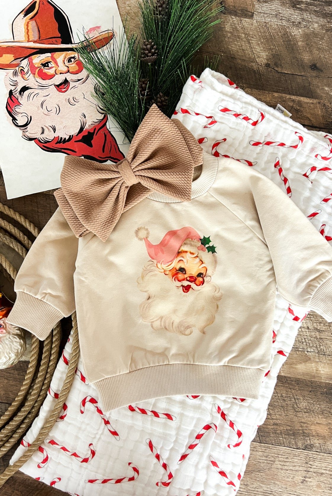 Cheerful Santa Lounge Set(cream)(FRINGED EXCLUSIVE)