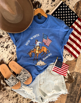 Western 4th Of July-Cody Red, White, Ranchy Tee Blue