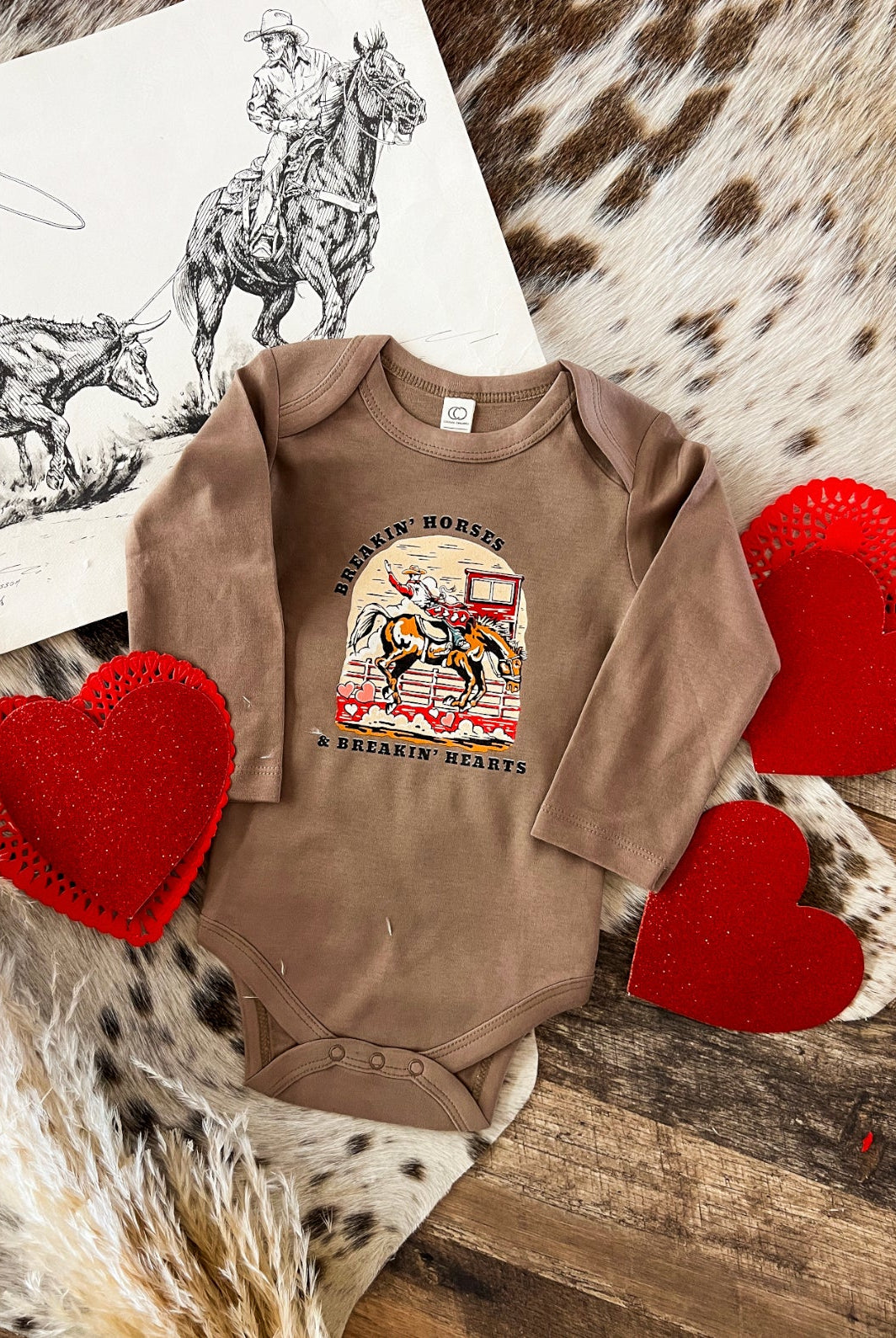 Breakin’ Horses Valentines (Infant-L/S Onesie)(Toddler/Youth Tee)(Truffle)