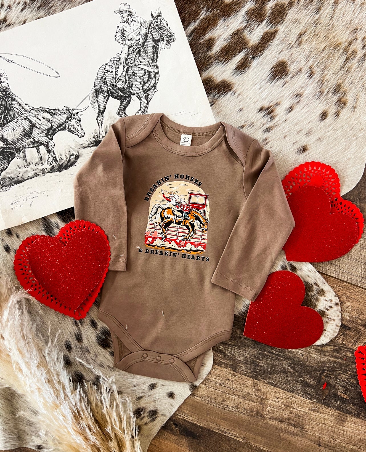 Breakin’ Horses Valentines (Infant-L/S Onesie)(Toddler/Youth Tee)(Truffle)