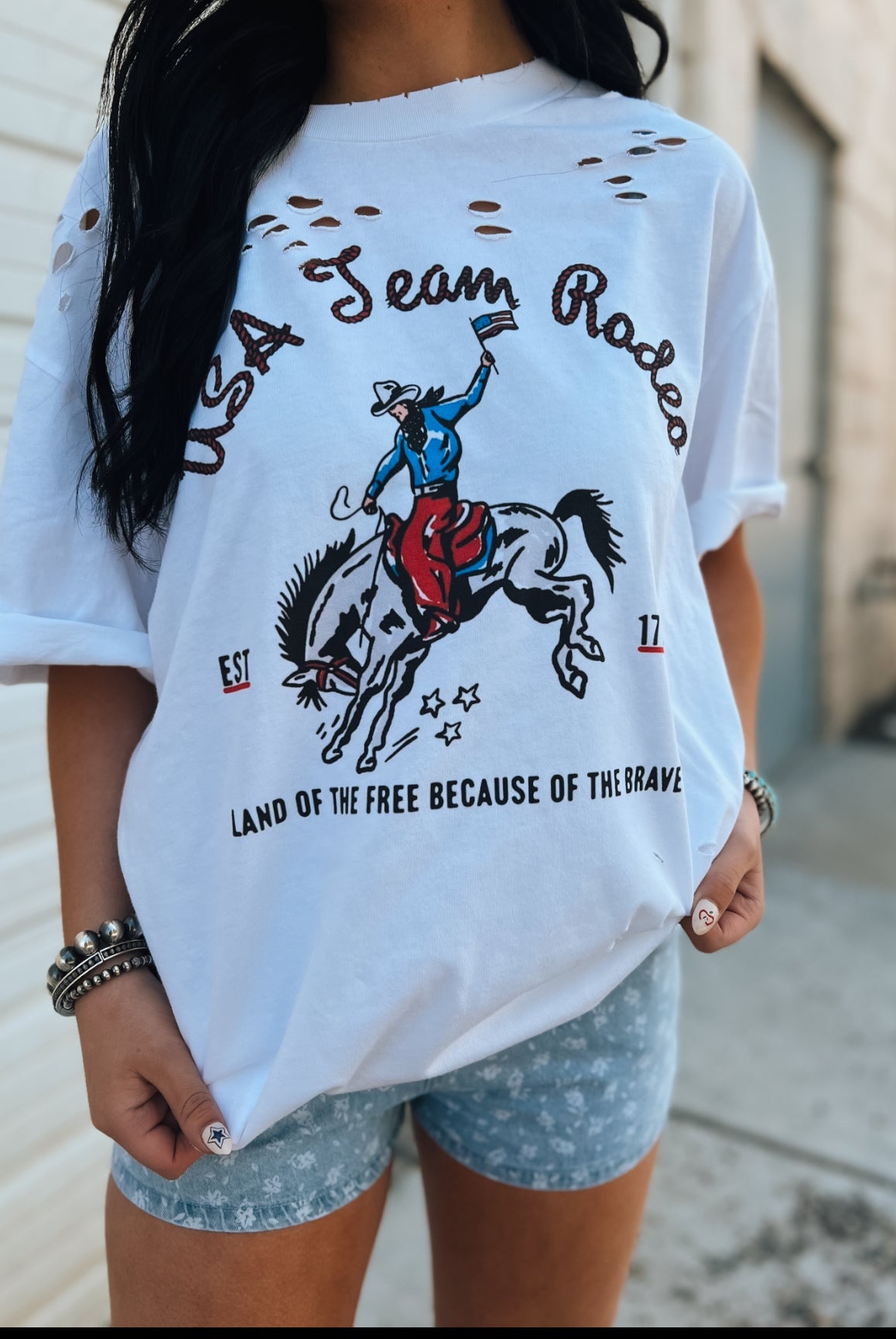 USA Team Rodeo Bronc Distressed Tee